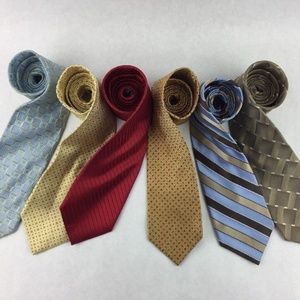 Lot of 6 Silk Ties Red Blue Gold John Ashford